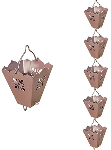 Regnkedja Regnkedja Med Fyrkantiga Regnuppsamlare, Metallregnkedja För Utomhustak/Trädgårdsdekoration, Avledande Regnvattenregnklockor,Style2-200cm (65ft)
