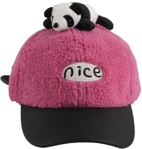 Generisch Gorro de béisbol suave para niños con bonito diseño de panda, para casco, gorro de invierno, gorro para niños, gorro de bebé, cálido, rojo, 3-8 años