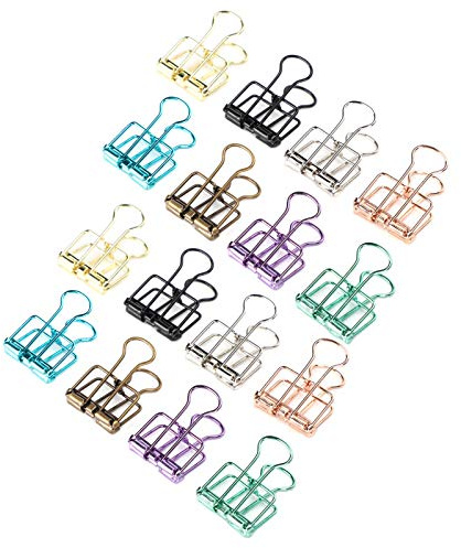 SPYMINNPOO Clips de Carpeta Multicolores de Cola de Milano Hueca, Clips de Alambre de Metal Fuertes para Organizar Archivos y Bolsas de Refrigerios, 16 de Papel, Herramienta Decorativa para Oficina