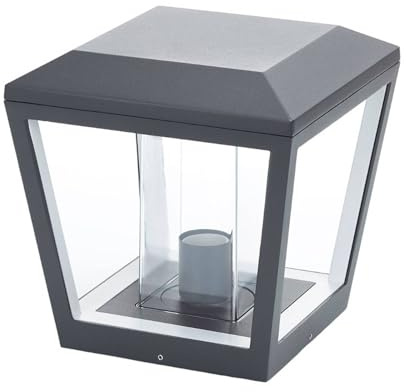 Lucande Utomhuslampa 'Dunia' (modern) i Grå av aluminium/grå zink (1 lamor, E27) - Väglampa, pollare, vägbelysning, sockellampa