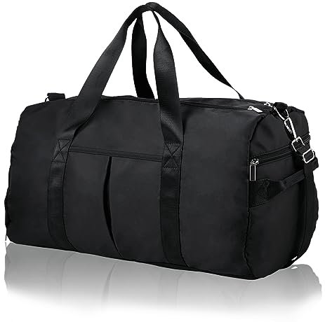 DAYGOS Gym Sports Duffle Bag for Men - Waterproof Travel Duffel Holdall Bag with Wet Pocket and Shoes Compartment, 40L Carry on Overnight Weekend for Women(Black)