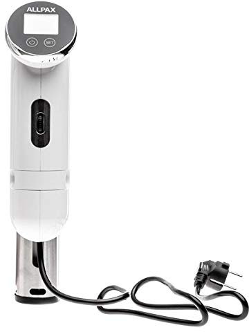 Allpax SVU Sous Vide Garer in Weiß, für Wasserbäder bis 20 l, gebogenes Design mit LED-Display, zum Vakuumgaren von Fleisch, Fisch & Gemüse, 1200 W