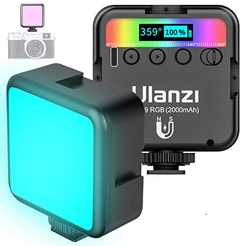 Lámpara de vídeo LED RGB con batería integrada, mini luz de vídeo regulable 2500 K-9000 K, luz de cámara luz continua, pequeña y portátil, mini lámpara de fotografía para videocámara Smartphone