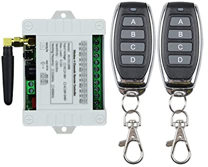 DC 12V 24V 36V 4 kanäle universal Funkfernsteuerung Funkschalter Funkempfänger schalter Handsender Fernbedienung potentialfrei licht motor Antrieb Garagentor mit 2 Metallfernbedienung
