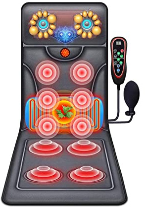 Heating Pads Massage Mat with Heat Relieving Neck Back Lumbar Leg Pain 10 Motors Vibrating Massage Mattress Pad 30-Level Neck Massage Heads Full Body Massager Full Body M