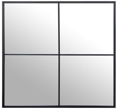 Alexandra House Living Wandspiegel, Schwarz, Metall, Fenster, 5 x 73 x 73 cm
