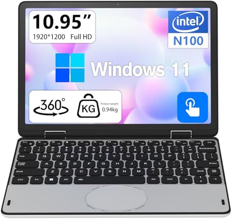CYMINILMDPC Yoga Laptop 10.5 pollici IPS N100 (4C/4T fino a 3.4GHz,) Touch Screen Max 32G, DDR4 3200MHz, Notebook Ufficio Mini Laptop Tablet Notebook Laptop