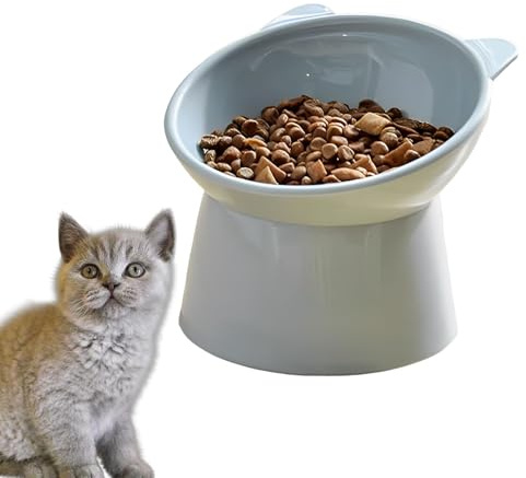 Qixuer Gamelle Chat, Gamelle Chat Surélevée, Ecuelles en Plastique pour Chats Set de Mangeoires pour Chats Protège Les Vertèbres Cervicales des Animaux Domestiques