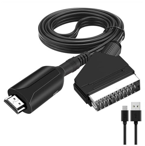 RETZLA HDMI Compatible SCART Cable HDMI to SCART Video Converter Adapter for HDTV, DVD, and Sky Box STB (HDMI-SCART)