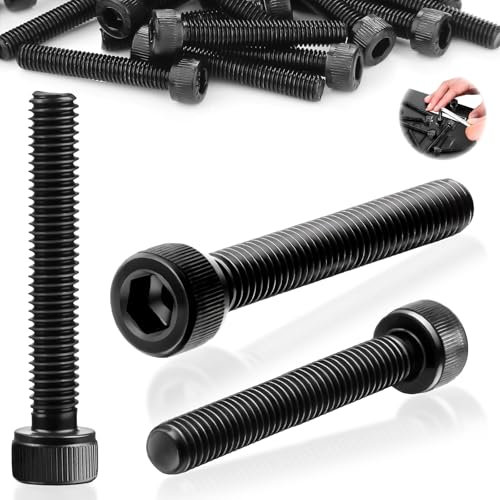 SWTYExt 15 tornillos cilíndricos con hexágono interior, M8 x 50 mm, tornillos de acero al carbono, hexágono interior, rosca completa, tornillos Allen negros para reparación de muebles
