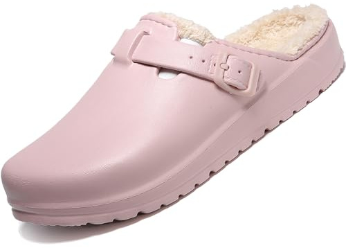 situkeke Sabot Fourrure Femme Hiver Chaussons Chaudes Peluche Pantoufles Chaussures De Maison Chaussures de Jardin Intérieur et Extérieur Clogs,Pink,EU38