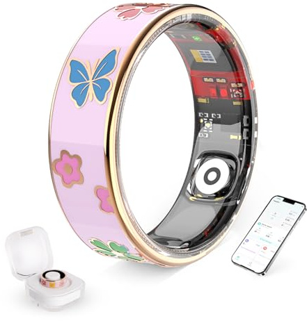 Anello Intelligente Elegante per Uomo Donna, Tracker di Salute e Fitness con Monitoraggio del Ritmo Cardiaco, Sonno, Ossigeno nel Sangue, Impermeabile IP68, Podometro, Compatibile con iOS e Android