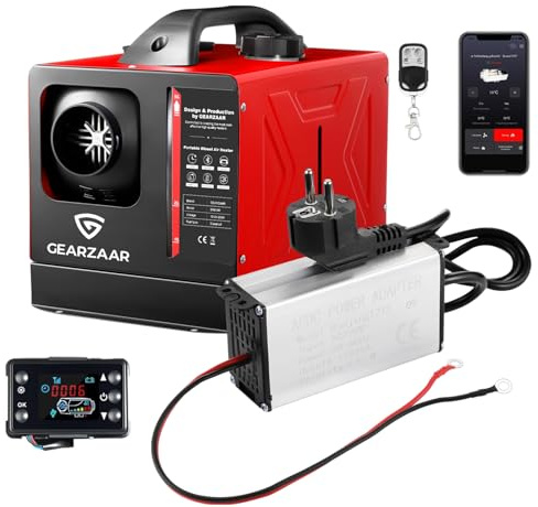 GEARHERO 8KW Diesel Standheizung 12V/24V 220V, Air Diesel Heizung mit LCD-Display, Fernbedienung, Bluetooth APP & Adapter für Auto, LKW, Wohnmobil, Boot, Camping, Heizung für Fahrzeug