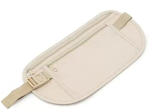 Diebstahlsicherer Geldgürtel mit Geheimfach (Beige) – Wiederverwendbare Bauchtasche für Reisen, Sport und als Brustbeutel für Damen & Herren