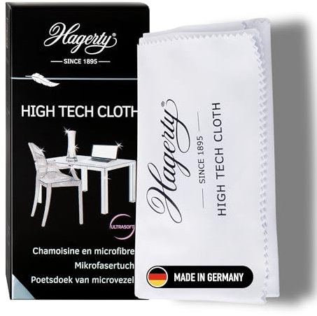 Hagerty High Tech Cloth Mikrofasertuch 40 x 36 cm I Extra Feines Brillentuch Microfaser Reinigungstuch für Objektiv Bildschirm Glas Kristall Polycarbonat uvm I Kratzfrei & Fusselfrei I Ohne Chemie