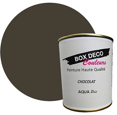 BOX DECO COULEURS Peinture bois intérieur extérieur à base d'acrylique aspect velours-satin Aqua Bois - 750ml, Marron Chocolat