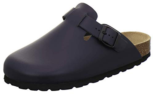 AFS-Schuhe 2900 Clogs Damen Bequeme Hausschuhe aus Leder Made in Germany (42 EU, Navy)