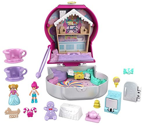 Polly Pocket Coffret Univers La Machine À Bonbons, Mini-Figurines Polly et Margot, 5 Surprises et 13 Accessoires, Jouet pour Enfant, GTN23