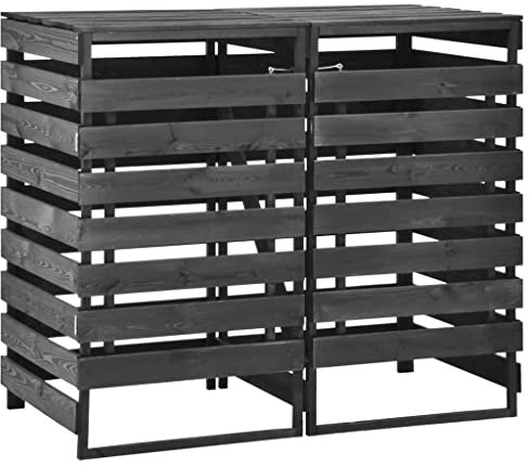 vidaXL Kiefernholz Massiv Mülltonnenbox für 2 Tonnen Müllbox Mülltonnenverkleidung Mülltonne Müllcontainer Gartenbox Gerätebox 140x75x121cm
