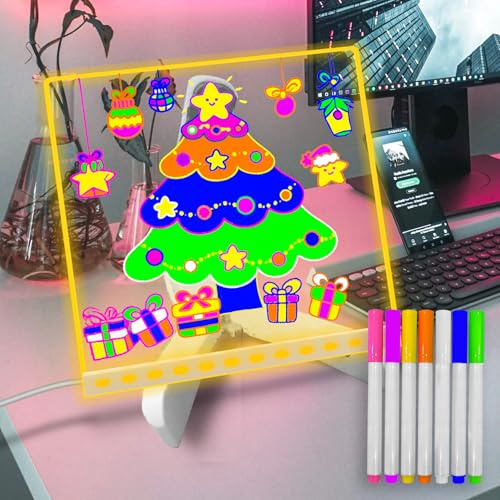 Fanrui Tableau effaçable en acrylique - Tableau blanc transparent de table 5,9 x 5,9 pouces avec 7 feutres Petit tableau blanc de table avec béquille pour notes quotidiennes Cadeaux