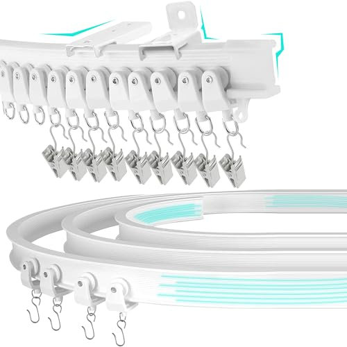 DIKOTS 3.5 Meter Flexible Curtain rail track - Heavy duty ceiling curtain track for Bay window, Rooms Divider, Shower curtain rail track - Swish curtain track - Ceiling Mount bay window curtain rail