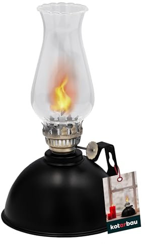KOTARBAU® Petroleumlampe Glas Öllampe mit Regulierbare Flame 20 cm Campinglampe Petroliumöllampe Kerosinlampe Laterne Vintage Camping Licht Balkon Zubehör Petroleumlaterne für Innenräume Öl Lampe