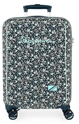 Pepe Jeans Alenka Maleta de Cabina Azul 38x55x20 cms Rígida ABS Cierre TSA 34L 5,16 kgs 4 Ruedas Dobles Equipaje Mano by Joumma Bags