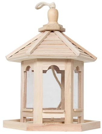 Comedero para pájaros de madera – Casa para pájaros para colgar – Villa para pájaros compacta – Bebederos de pájaros – 25 x 20 x 20 cm