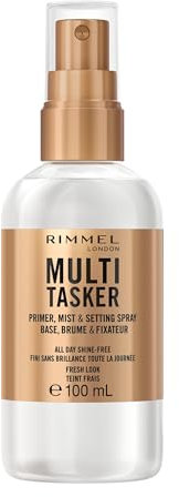 Rimmel Multi-Tasker Setting Spray, 3-in-1 Hydrating Primer & Mist, All Day Setting Power, Refreshes Dull & Dry Skin, Oil-Free, Infused with Cucumber & Chamomile, Vegan, 100ml