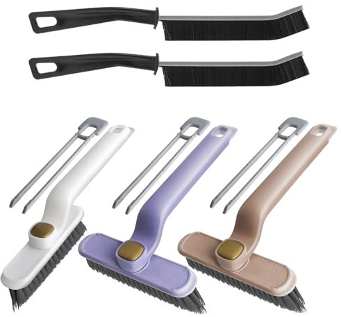 HENSHOW Fugenbürste Bad Fugenreiniger 5 Stück, Hartborsten Eckenreinigungsbürste 360° Rotierende Fugenreinigungsbürste für Tiefenreinigung Fliesenböden Küche Badezimmer WC