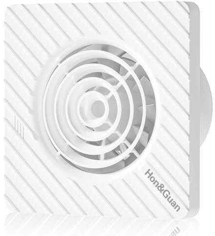 Hon&Guan Smart 100mm Bathroom Extractor Fan with Humidity Sensor, Timer, Automatic Operation, 4 Inch Extractor Fan Bathroom 10W 95m³/h Silent