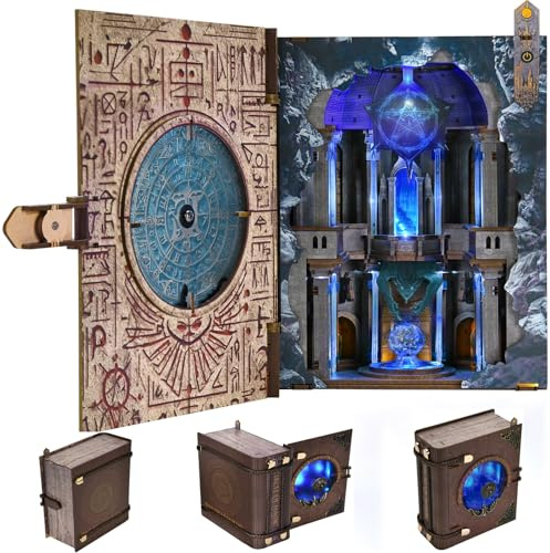 MiniCity Magic Booknook Building Set with LED Light, Mini Bookend Building Kit for Bookshelf & Home Decor, DIY Miniature Book Nook Building Model for Kids Adults Teens (Circle of Magic)