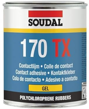 Soudal 170 TX Solvent Based Neoprene Contact Adhesive Thixotropic Gel Tin Yellow 750ml Ready to Use Fast Drying High Adhesive Strength, Damp Resistant, Universal For Almost All Substrates
