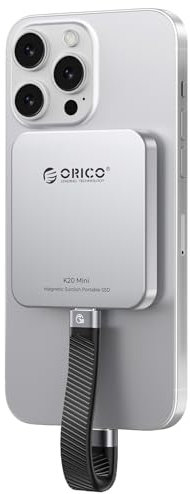 ORICO 512GB Magnetische Externe SSD, 4K ProRes HDR Aufzeichnung und Speicherung, Portable SSD bis zu 2000 MB/s, Nur Kompatibel mit iPhone 15/16 Series, Smartphone, Computer mit Typ-C Anschluss K20Mini