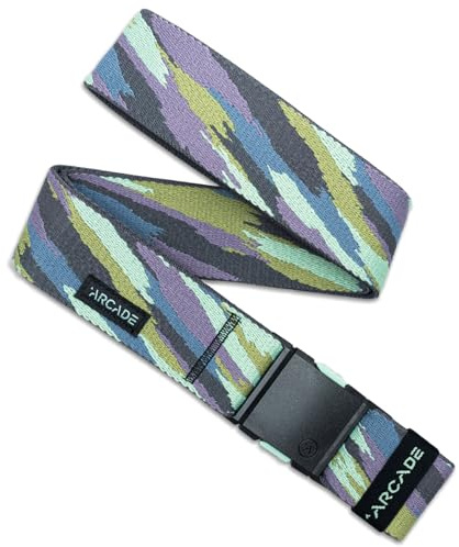 Arcade Belts A2 Unisex Adventure Belt: Heavy Duty Stretch, Metal Free Buckle, Brushstroke - Mint, Standard (Up to 40); 1.5 Wide