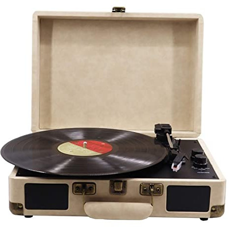 WDWDW Tourne-Disque, phonographe, Haut-Parleur Bluetooth, Tourne-Disque Vinyle Portable en Cuir PU avec boîte en Bois, Tourne-Disque, Platine USB