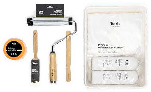 Hemway Kit de pintura de bambú premium | Rodillo de pintura de 9 pulgadas, funda de pelo medio de 2 x 9 pulgadas, bandeja de pintura reutilizable biodegradable de 9 pulgadas, corte de pincel de 1.5