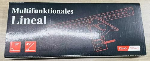 Streichmaß, Preciva Anschlagwinkel 300mm Kombinationswinkel aus Aluminiumlegierung Messwerkzeug zum Markieren von 45° und 90° für Holzbearbeitung, Heimwerken, Handwerk