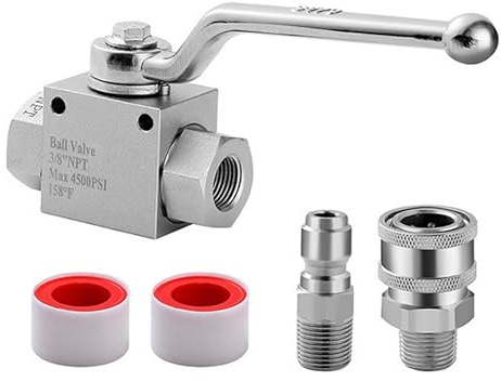 Snabbkopplingsadapter för högtryckstvätt 4500PSI kulventil kit, 3/8 tum snabb anslutning, läckagebeständiga avstängningsventiler