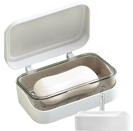 Portable Soap Box,Draining Soap Dish - Space Saving Double Layer Container for Shower Travel Camping Bathroom Dishwashing Bathtub