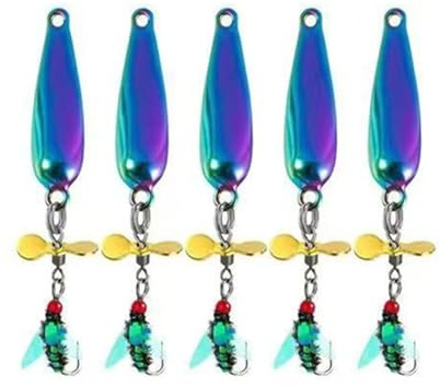 XINYIN Cebos De Pesca con Mosca Metal Cuchara Giratoria Señuelos Lentejuelas Mosca con Hélices Aparejos Pesca Juego Spinner