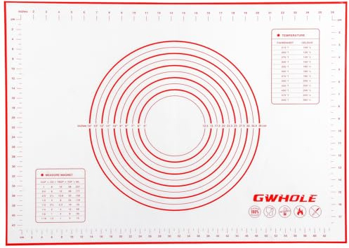 GWHOLE Silicone Baking Mat 50 * 70cm Non Stick Non Slip Large Pastry Mat with Measurement Dough Rolling Kneading Mat Placemat Countertop Protector for Pie Bread Pizza Fondant (Pink)