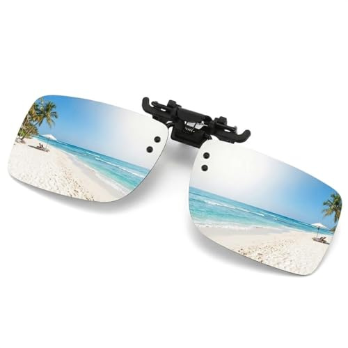 FRAZALA Polarized Clip-on Sunglasses with Flip Up Function Anti-Glare UV 400 Driving Glasses Clip-on for Prescription Glasses (Silver)