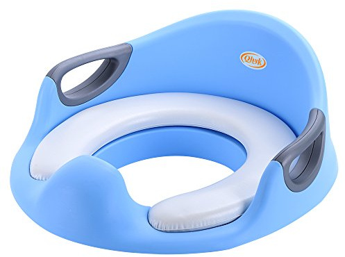 QHYK Riduttori WC per Bambini, Bambino Allenatore Vasino Sedile del water, Secure Base antiscivolo, Corrimano su entrambi i lati, Toilette Trainer con Cuscino Tenero, Blu