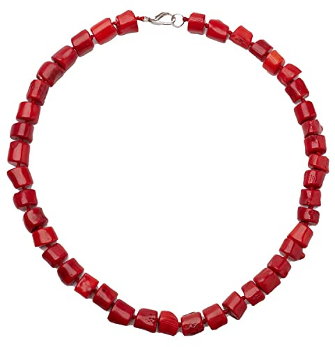 Collar de Coral Rojo para Mujer | Hecho a Mano, Hermoso Collar de Coral Rojo para Mujeres