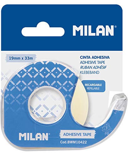Milan - Blister distributeur ruban adhésif transparent 19 x 33 m bleu