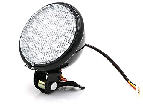 DKMOTORK 0012 Front Motorcycle Led Headlight Vintage Retro 5 inches Universal for Chopper Bobber Cruiser Black