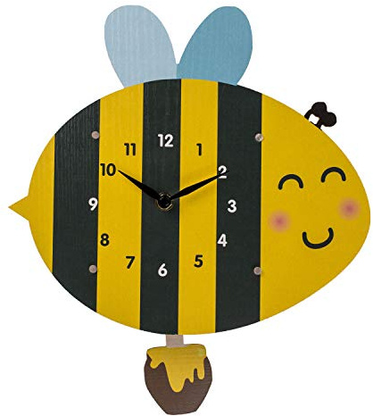 Out of the blue Horloge Murale en Bois Abeille avec Pendule pour Enfant 27 x 32,5 cm
