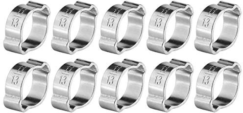 10 Pezzi Morsetto Doppio Orecchio per Tubi Flessibili, Fascette Stringitubo A Doppia Orecchia In Acciaio Inossidabile con Clip a O, per Tubi Flessibili In Silicone/Gomma (11-13mm)