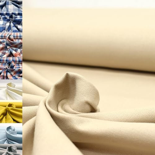 MAGAM-Stoffe Aberdeen Mode Stoff Denim Jeans Flanell Oeko-Tex Meterware 50cm (12. Beige)